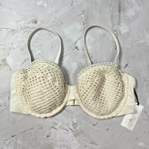 NEW Shade & Shore Crochet Underwire Bikini Top Size 36D Off White TARGET NWT